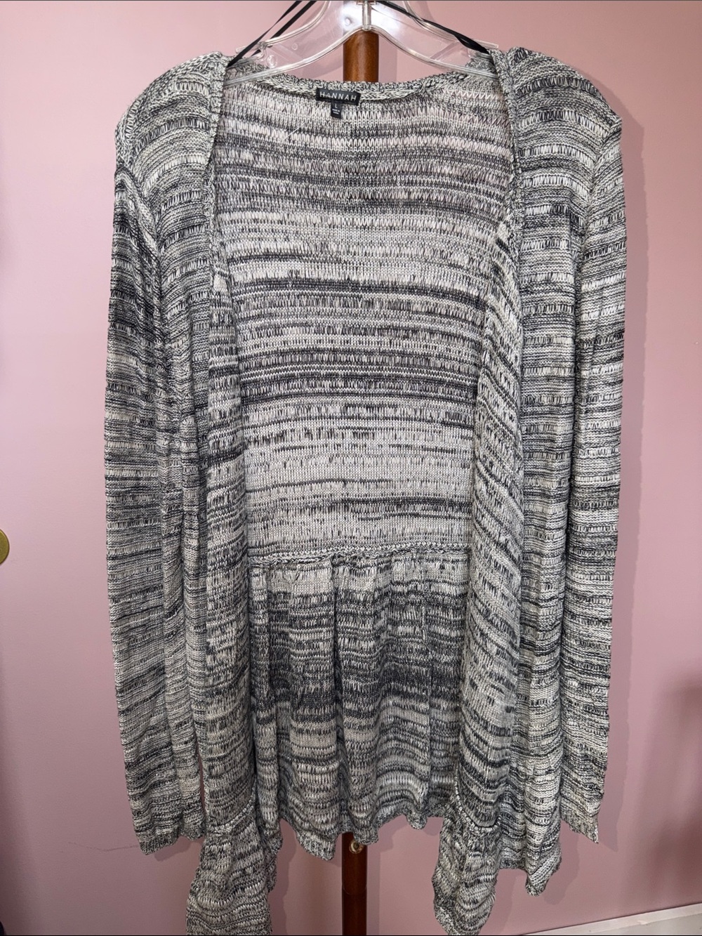 Hannah Marled Gray Open Cardigan